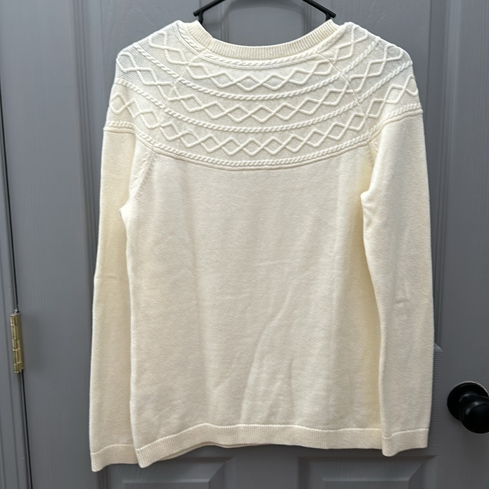 Talbots Cream Cotton Cashmere Blend Sweater - Picture 5 of 5